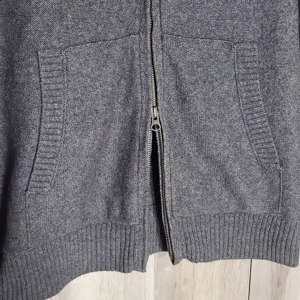 Banana Republic Men M Luxury Angora Cashmere 2 Way Zip Sweater Jacket Grey Black